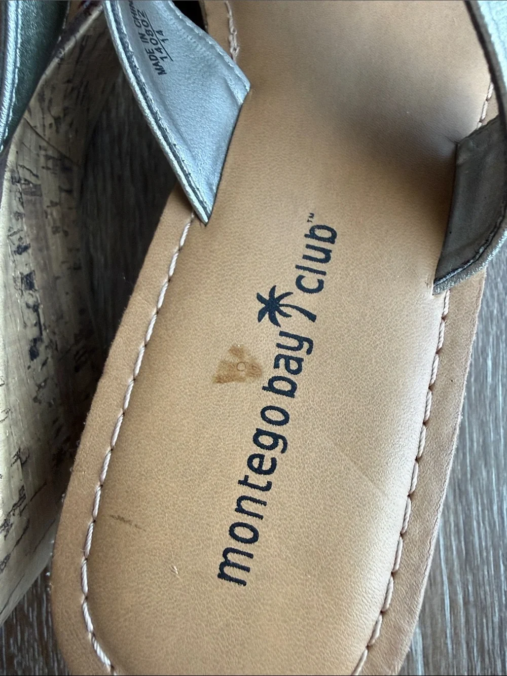 Montego Bay Club Y2K Silver Metallic Cork Wedge Sandals